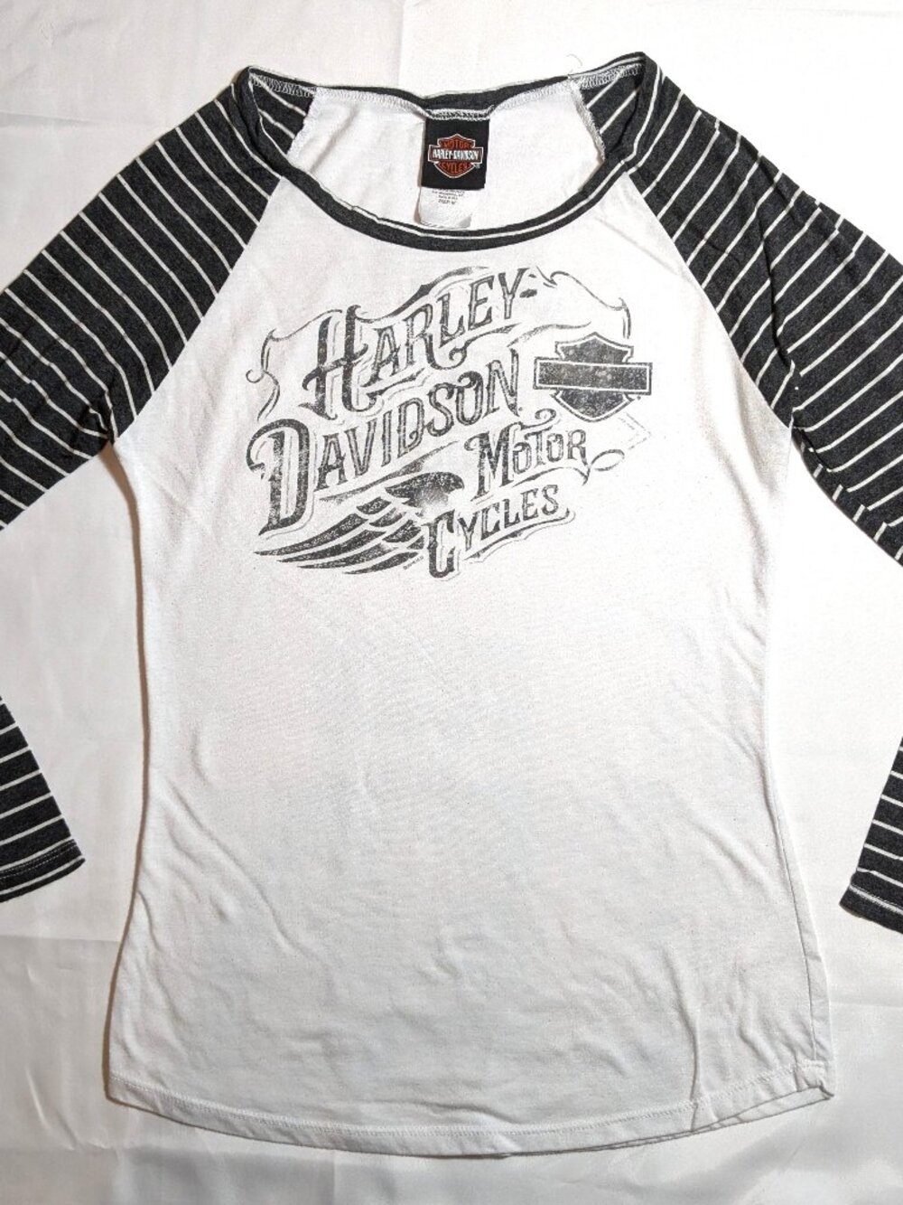 Women's Harley-Davidson Savanah, GA 3/4 Sleeve Black and White Top: Medium